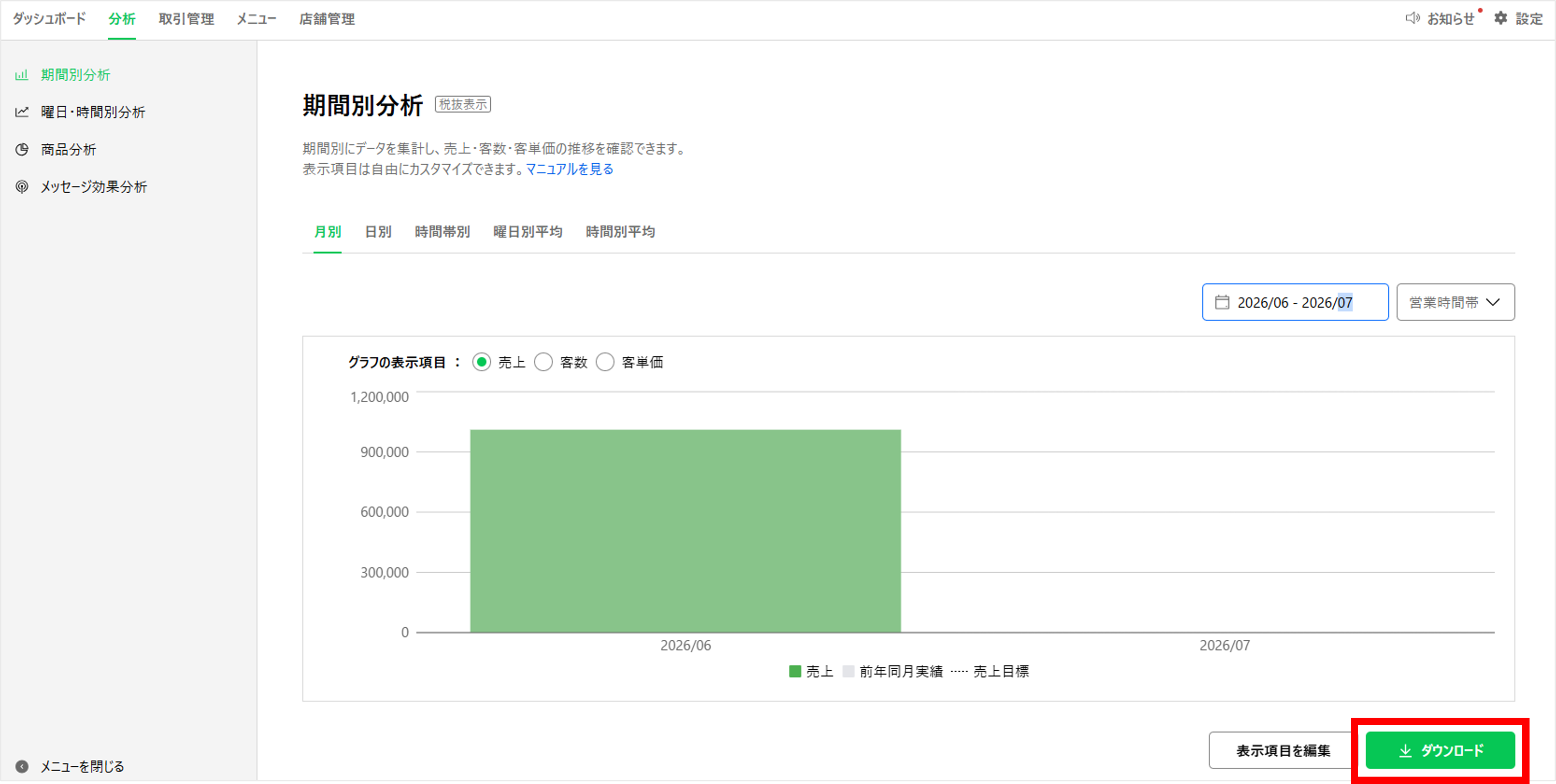 CSVをダウンロードする